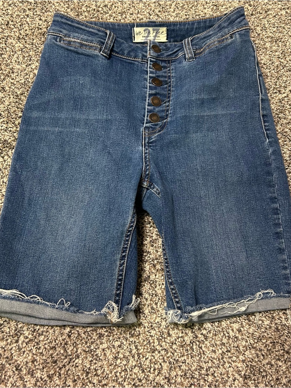 We The Free People Shorts Womens 27 Bermuda Button Fly Boho High Rise Denim